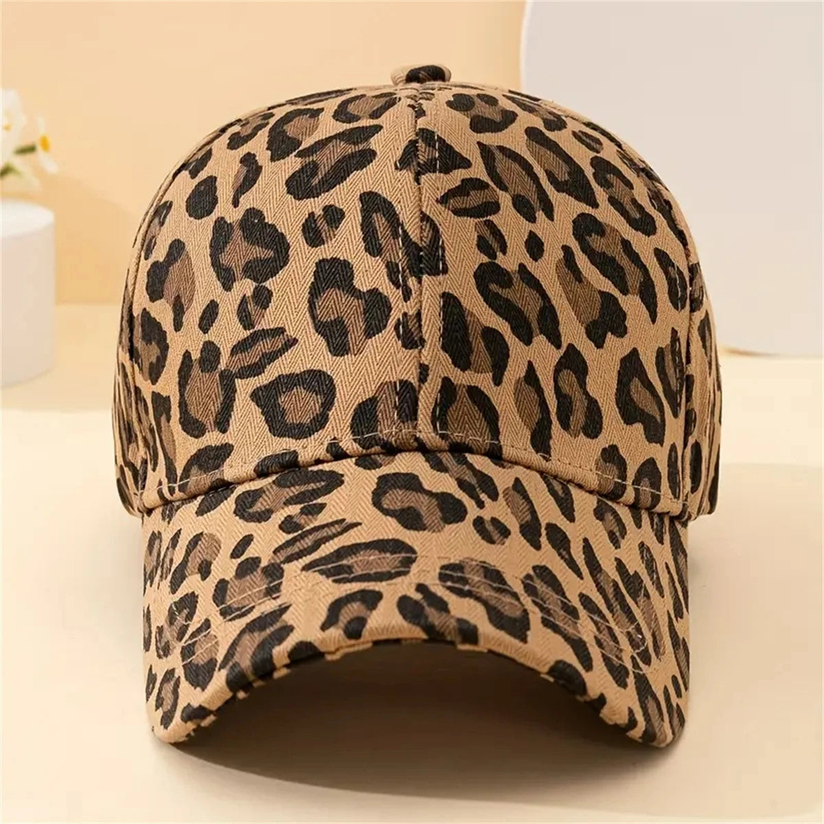 Amelia Structured Baseball Cap | Leopard Print Curved Brim Baseball Cap