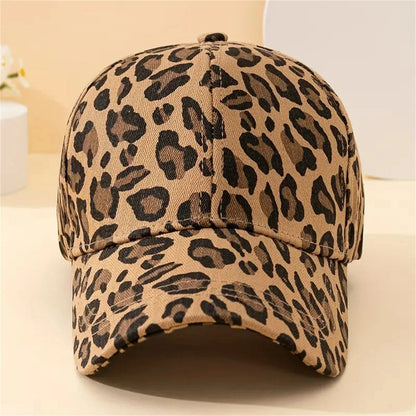 Amelia Structured Baseball Cap | Leopard Print Curved Brim Baseball Cap