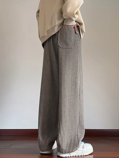 Giulia Relaxed Fit Herringbone Pants | Drawstring Waist Gathered Hem Pants