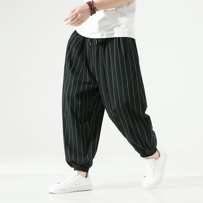 Men's Cotton Linen Ankle Cuff Harem Pants
