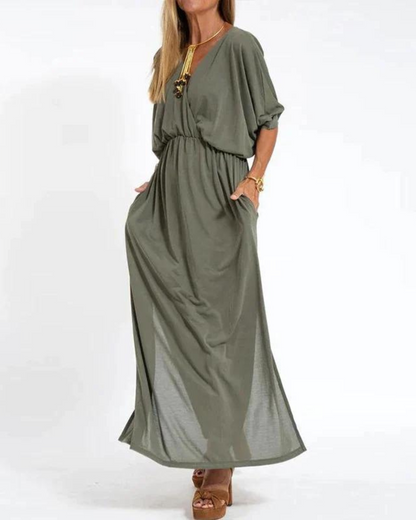 Relaxed Fit Wrap Front Maxi Dress for Women – Comfortable & Stylish Design