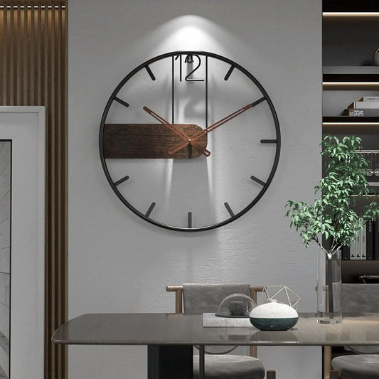 Minimalist Wood and Metal Wall Clock