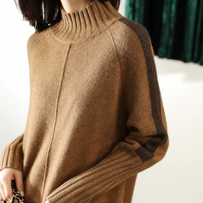 Isabella Relaxed Fit Sweater Dress | Turtleneck Long Sleeve Sweater Dress