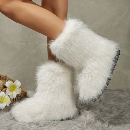Ivy Furry Ankle Boots | Solid Ankle-Length Furry Ankle Boots