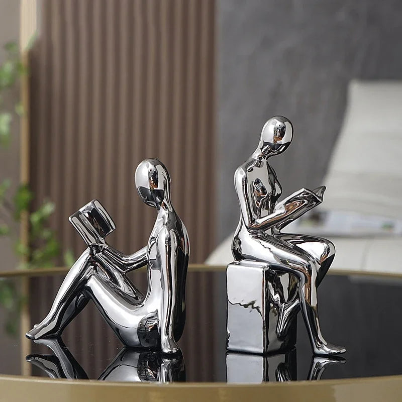 Contemporary Metal Figurine Bookends