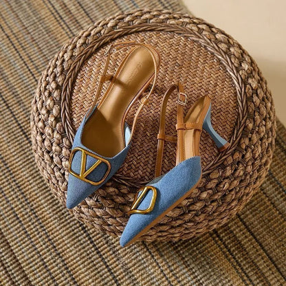 Isabella Solid Slingback Pumps | Pointed Toe Stiletto Heel Pumps