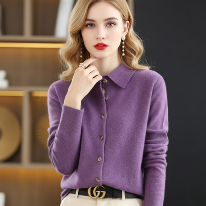 Sienna Regular Fit Knit Shirt | Collared Long Sleeve Knit Shirt