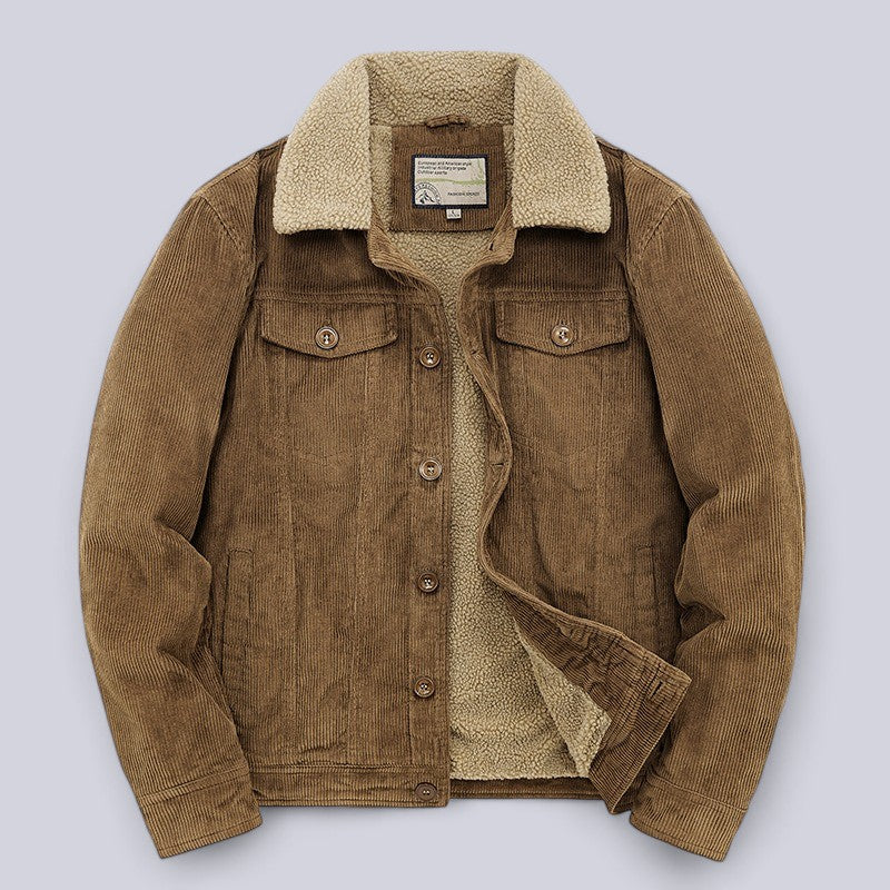 Arthur Regular Fit Corduroy Jacket | Sherpa Collar Button Front Jacket