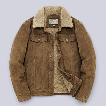Arthur Regular Fit Corduroy Jacket | Sherpa Collar Button Front Jacket