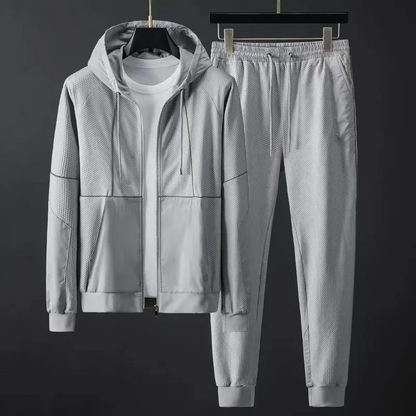 Benjamin Relaxed Fit Hooded Jacket and Joggers Two-Piece Set | Solid Casual Tracksuit