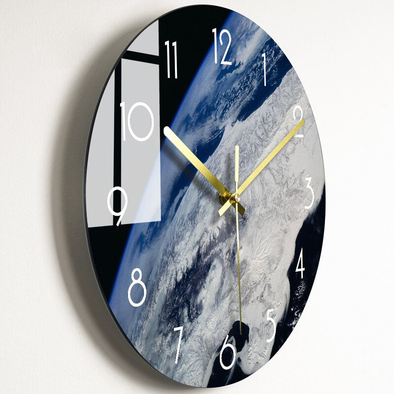 Modern Glass Space Image Wall Clock