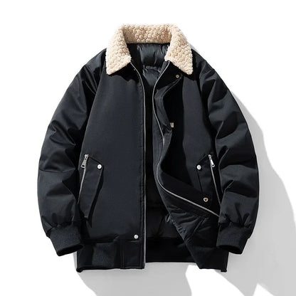 Theodore Relaxed Fit Bomber Jacket | Sherpa Collar Quilted Bomber Jacket