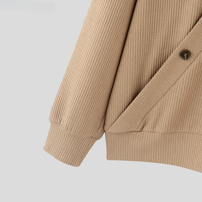 Theo Relaxed Fit Cardigan | V-Neck Ribbed Knit Cardigan