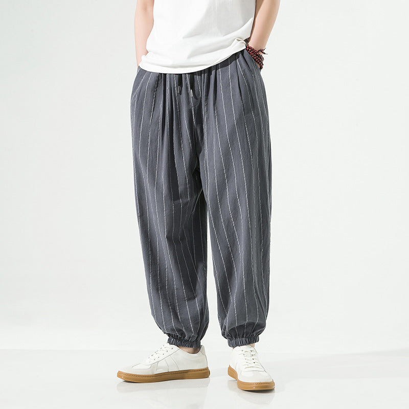 Men's Cotton Linen Ankle Cuff Harem Pants