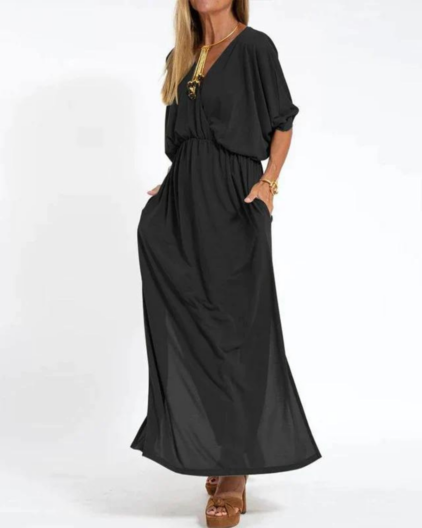 Relaxed Fit Wrap Front Maxi Dress for Women – Comfortable & Stylish Design