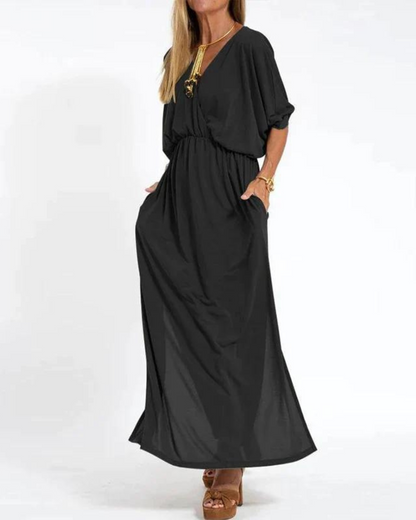 Relaxed Fit Wrap Front Maxi Dress for Women – Comfortable & Stylish Design