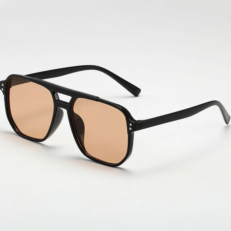 Charlie Solid Square Frame Sunglasses | Double Bridge Thick Frame Sunglasses
