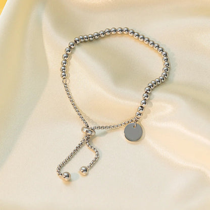 Isla Beaded Adjustable Fit Beaded Bracelet | Solid Disc Charm Bracelet