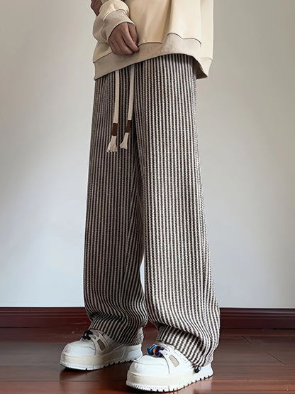 Giulia Relaxed Fit Herringbone Pants | Drawstring Waist Gathered Hem Pants