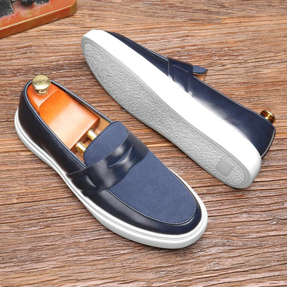 Oliver Mixed Material Loafers | Penny Strap Slip-On Loafers