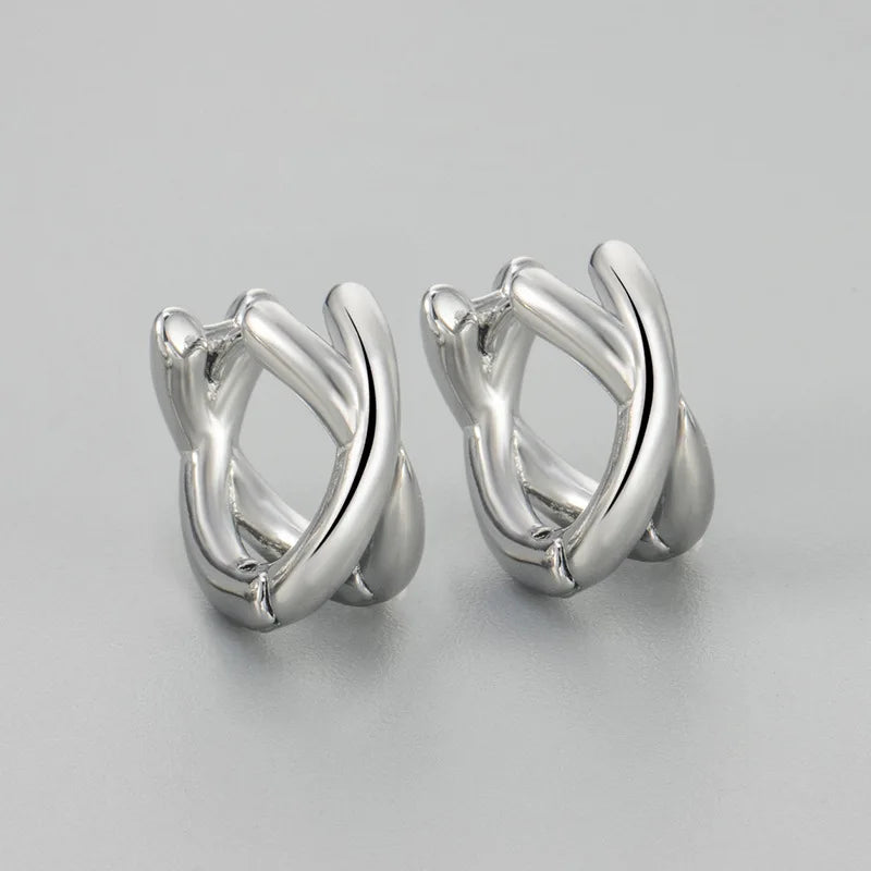 Sienna Crossover Two-Tone Hoop Earrings | Solid Hoop Earrings
