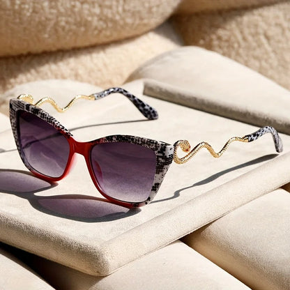 Isabella Cat-Eye Sunglasses | Animal Print Serpent Embellishment Sunglasses