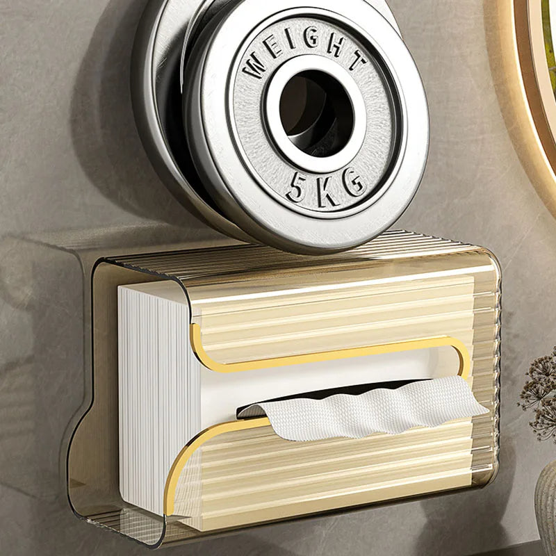 Minimalist Ribbed Acrylic Tissue Dispenser with Shelf