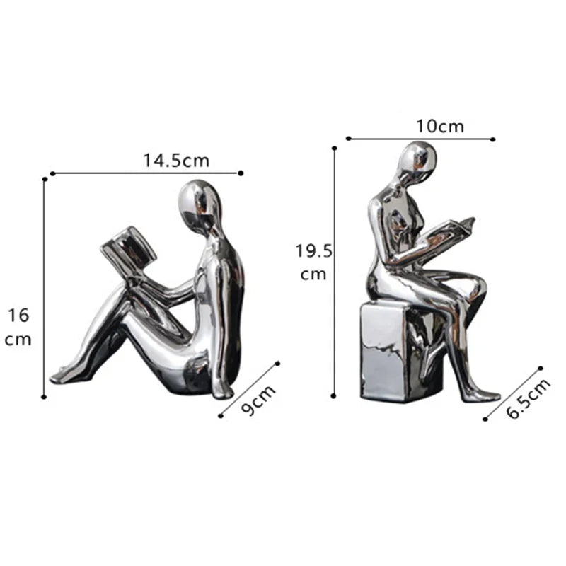 Contemporary Metal Figurine Bookends