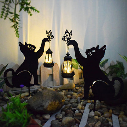Whimsical Cat Silhouette Garden Light