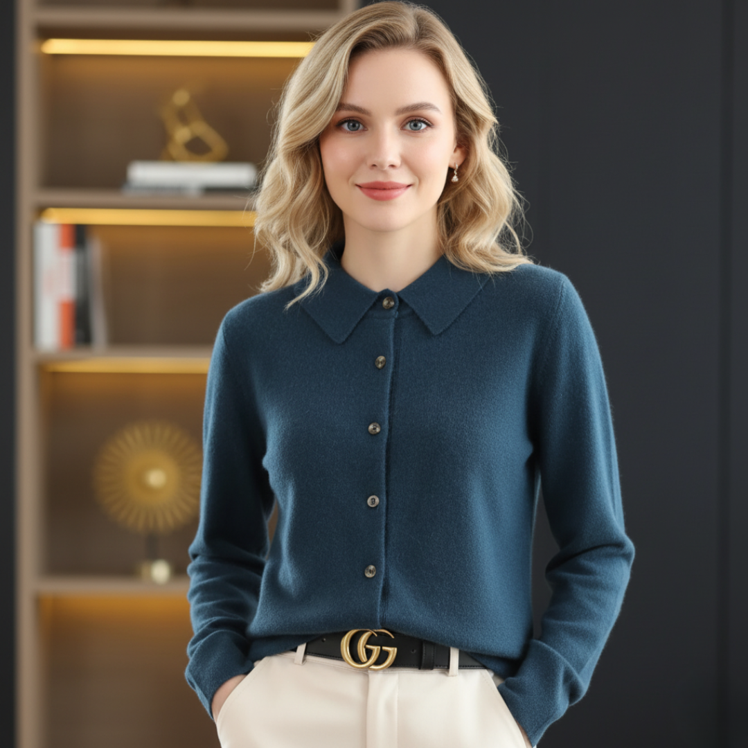 Sienna Regular Fit Knit Shirt | Collared Long Sleeve Knit Shirt