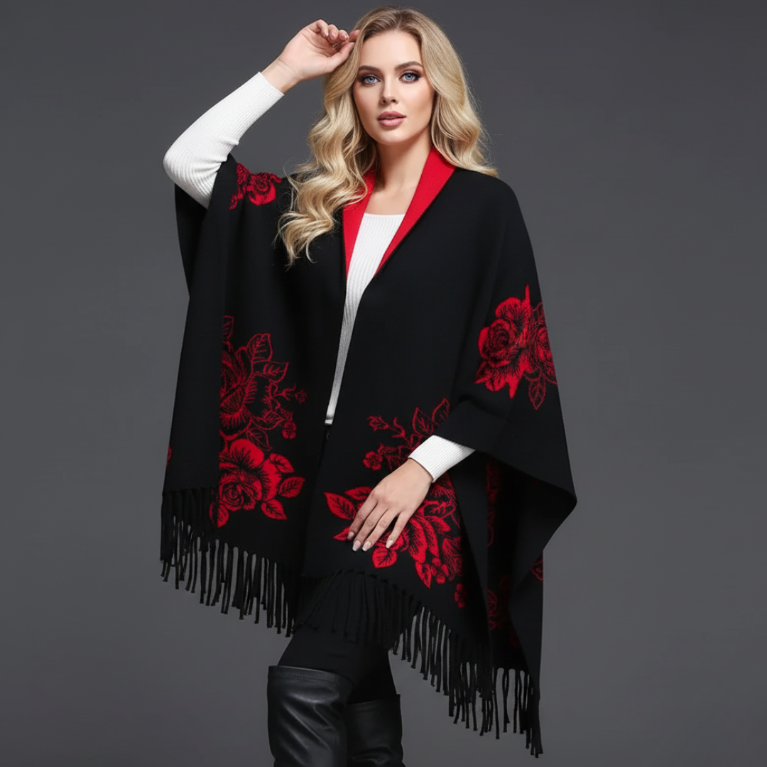 Grace Oversized Shawl | Reversible Embroidered Fringe Shawl