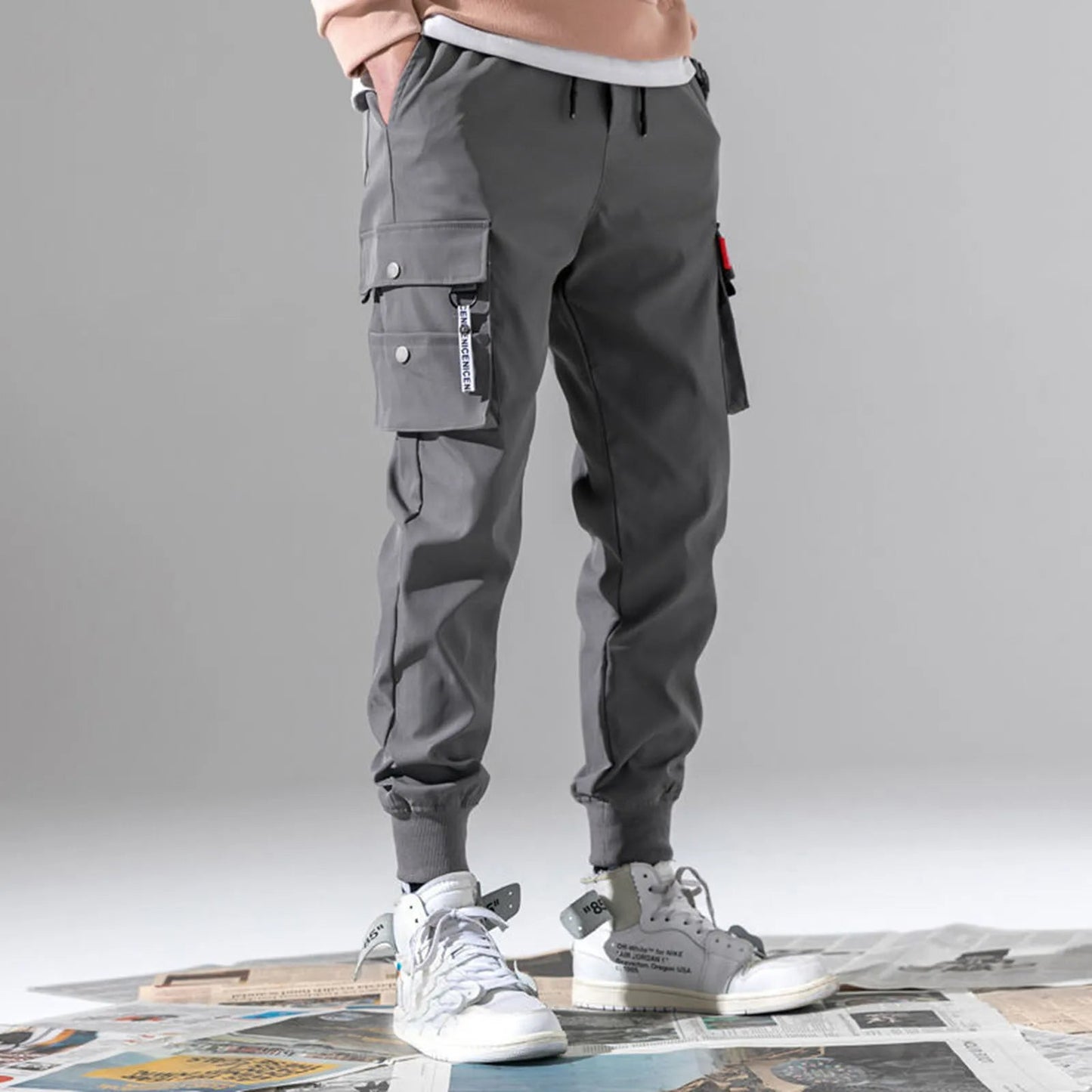 Oscar Tapered Cargo Joggers | Cargo Pockets Drawstring Waist Joggers