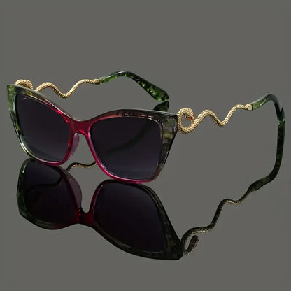 Isabella Cat-Eye Sunglasses | Animal Print Serpent Embellishment Sunglasses