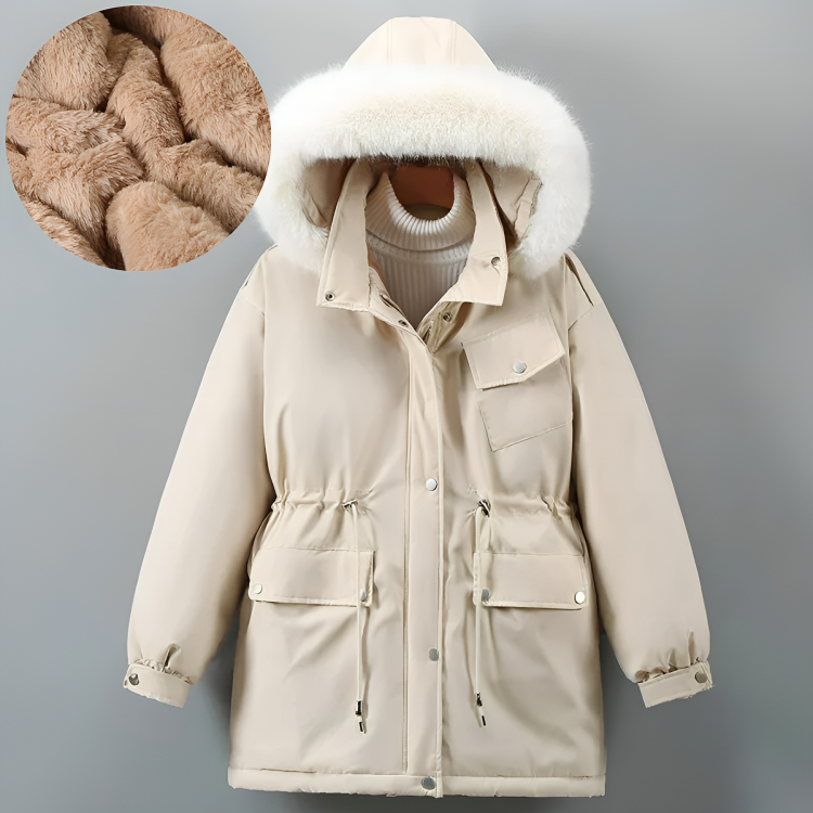 Olivia Hooded Parka | Fur Trim Drawstring Waist Parka