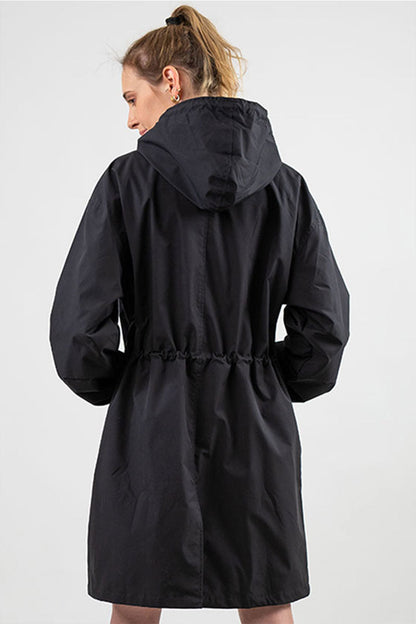 Isla Loose Fit Hooded Coat | Button Front Pockets Coat