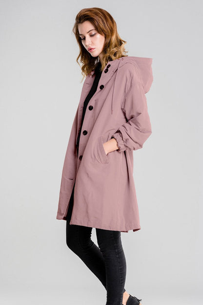 Isla Loose Fit Hooded Coat | Button Front Pockets Coat