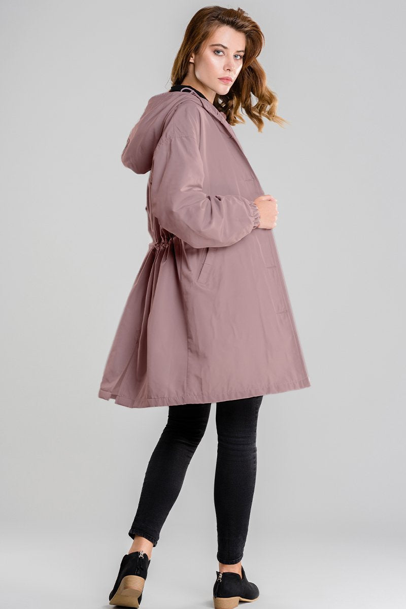 Isla Loose Fit Hooded Coat | Button Front Pockets Coat