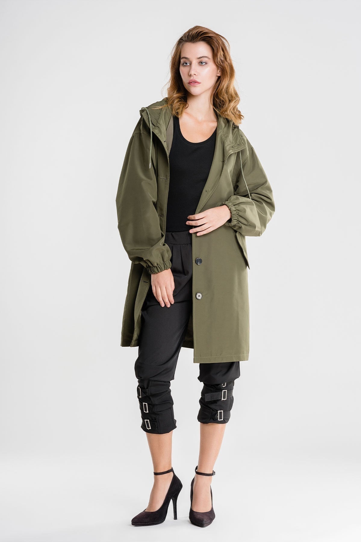 Isla Loose Fit Hooded Coat | Button Front Pockets Coat
