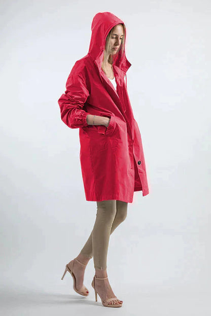 Isla Loose Fit Hooded Coat | Button Front Pockets Coat