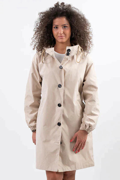 Isla Loose Fit Hooded Coat | Button Front Pockets Coat