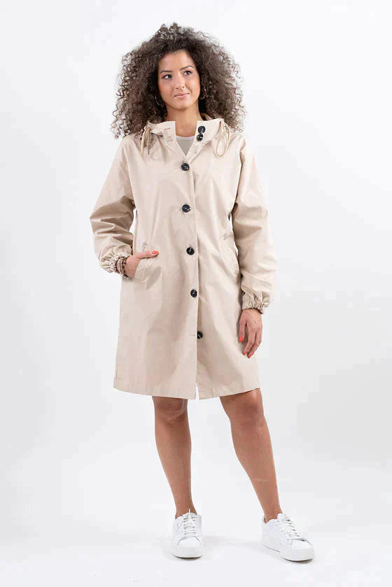 Isla Loose Fit Hooded Coat | Button Front Pockets Coat
