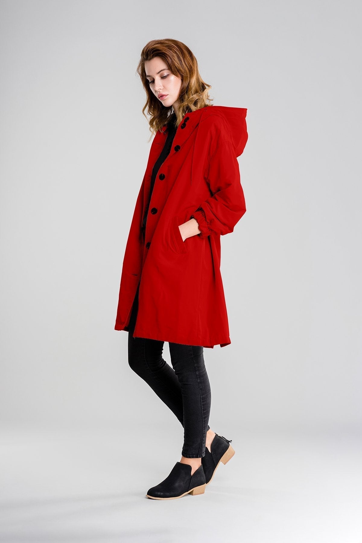 Isla Loose Fit Hooded Coat | Button Front Pockets Coat