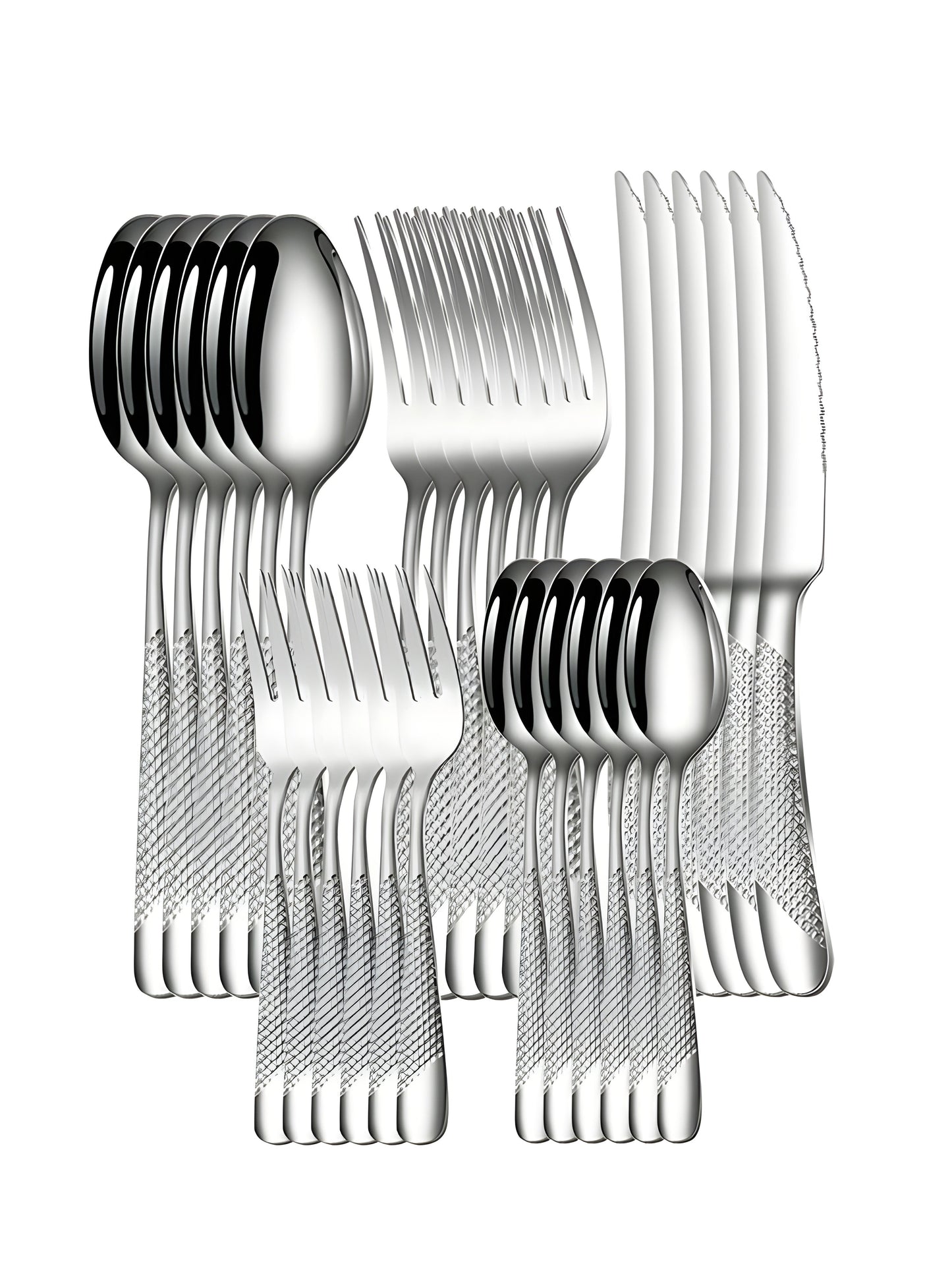 Minimalist Textured Stainless Steel Cutlery Set