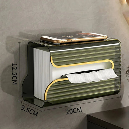 Minimalist Ribbed Acrylic Tissue Dispenser with Shelf