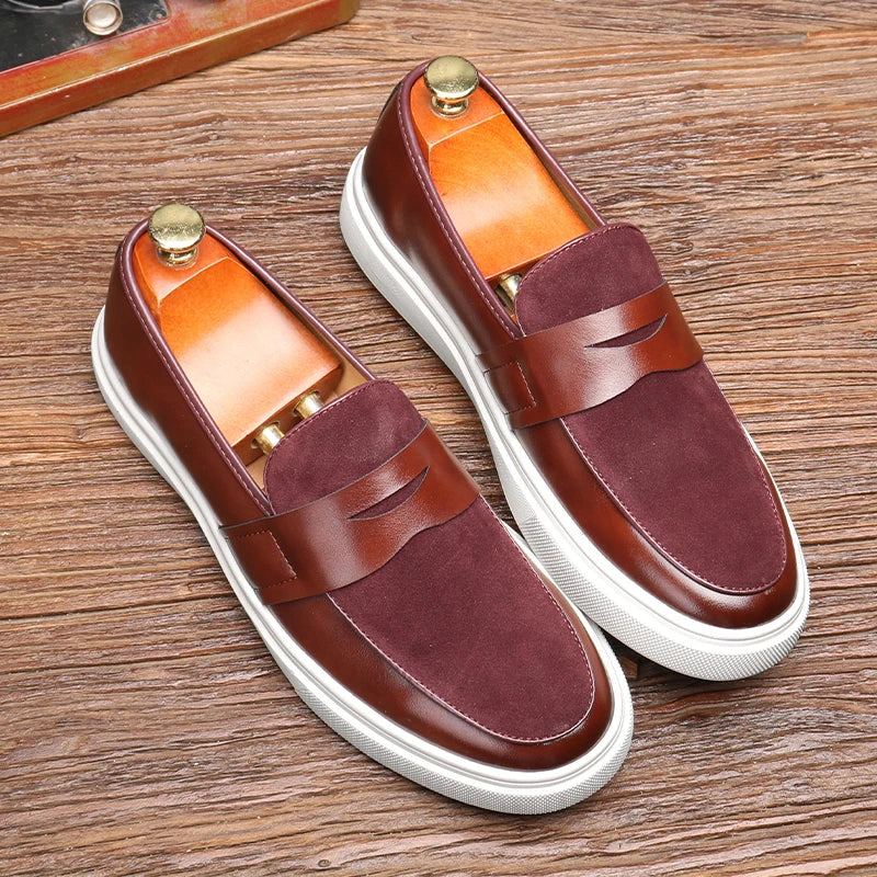 Oliver Mixed Material Loafers | Penny Strap Slip-On Loafers