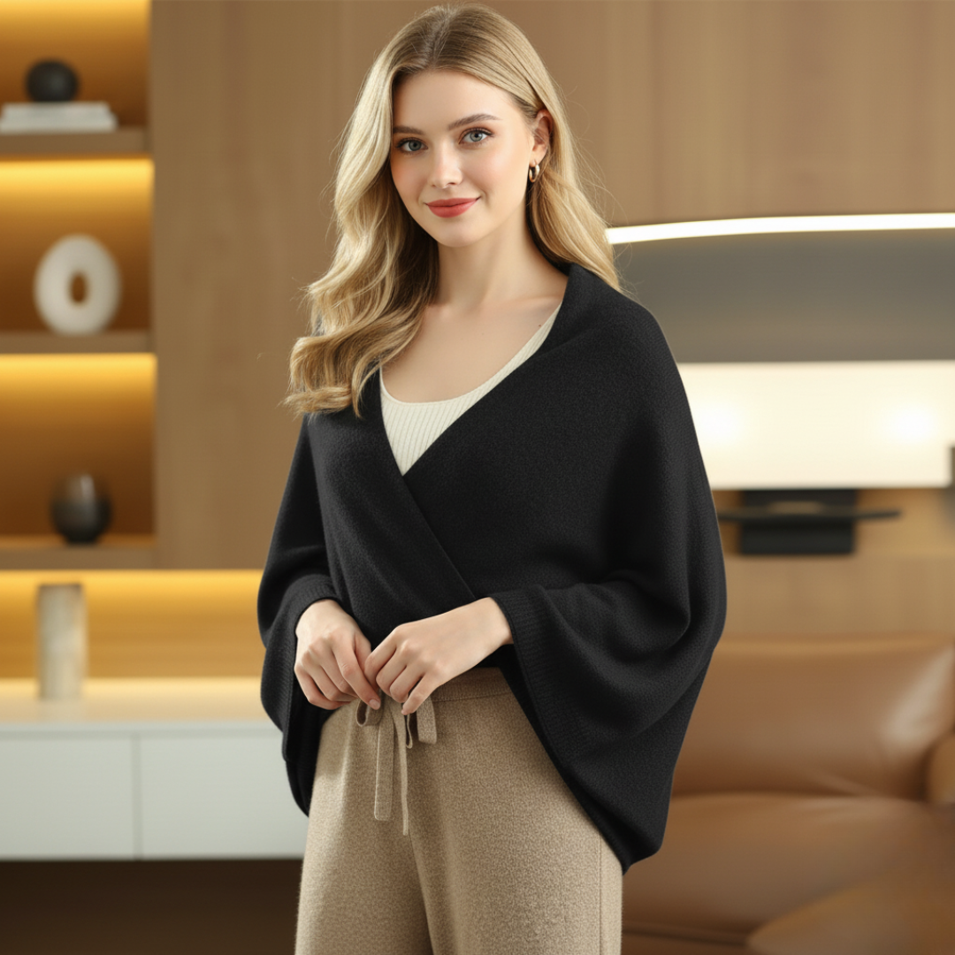 Rosie Relaxed Fit Shawl | Open Front Hip-Length Shawl