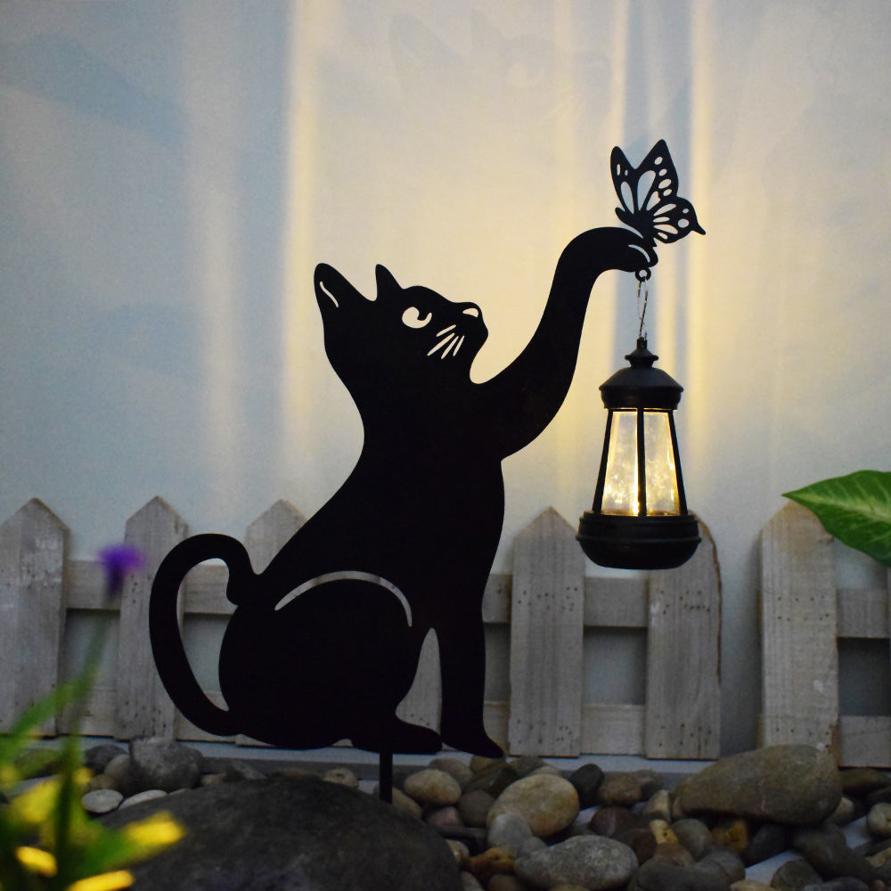Whimsical Cat Silhouette Garden Light