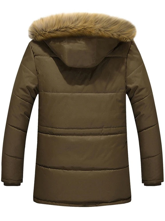 Oscar Padded Hooded Parka | Fur Trim Button Front Parka
