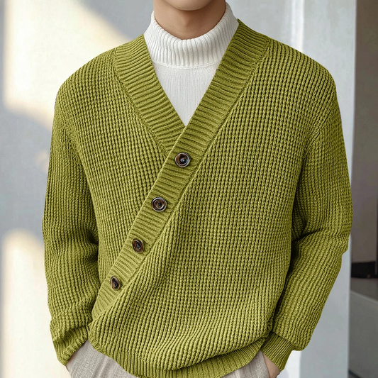 Theo Relaxed Fit Cardigan | V-Neck Ribbed Knit Cardigan