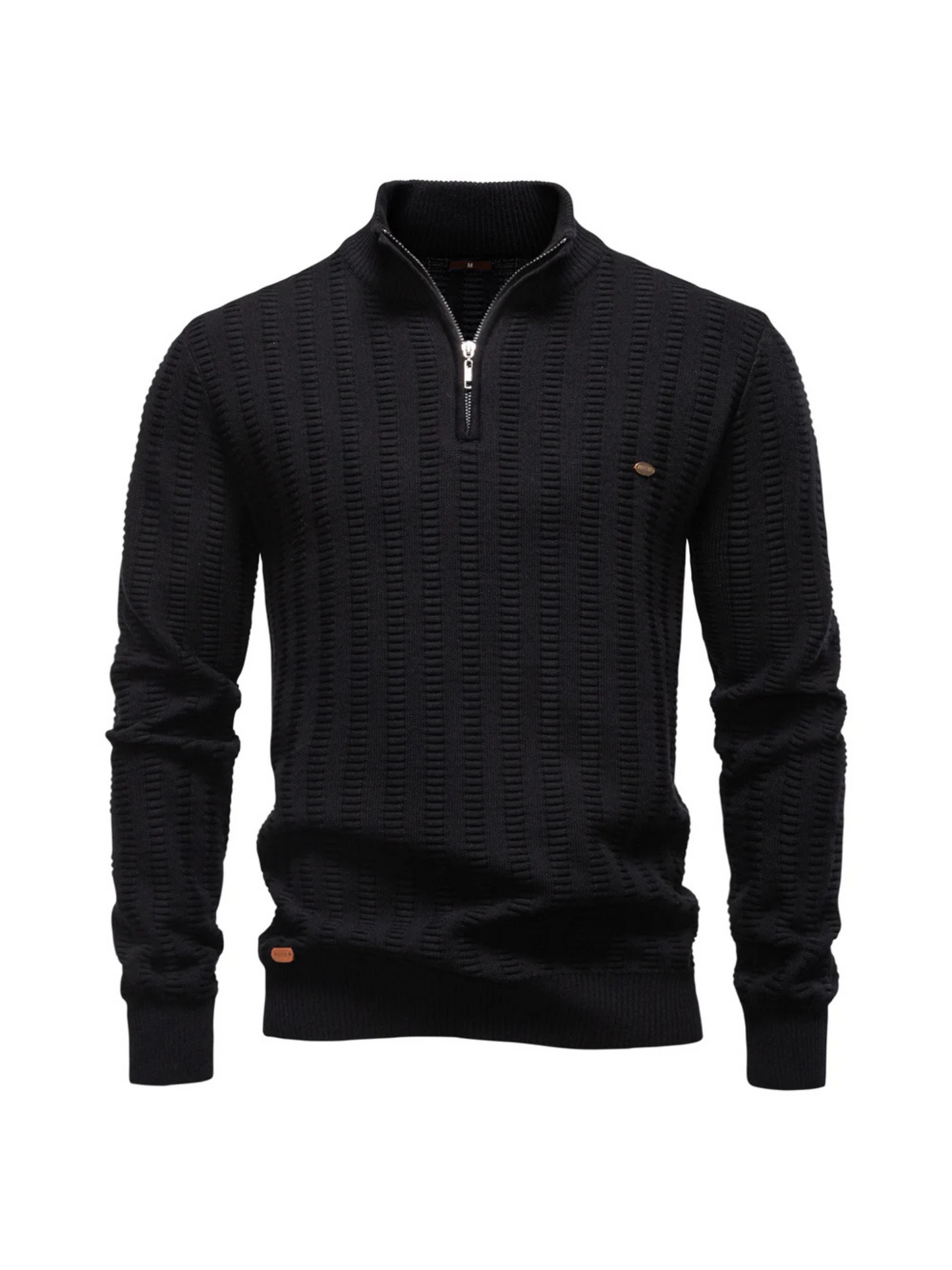 Oscar Regular Fit Quarter-Zip Pullover | Textured Ribbed Cuffs Pullover